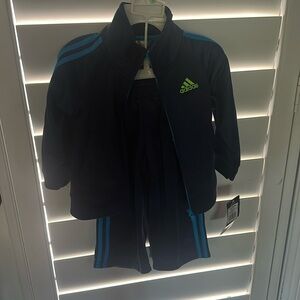 Adidas Youth Black Tracksuit with Blue Accents